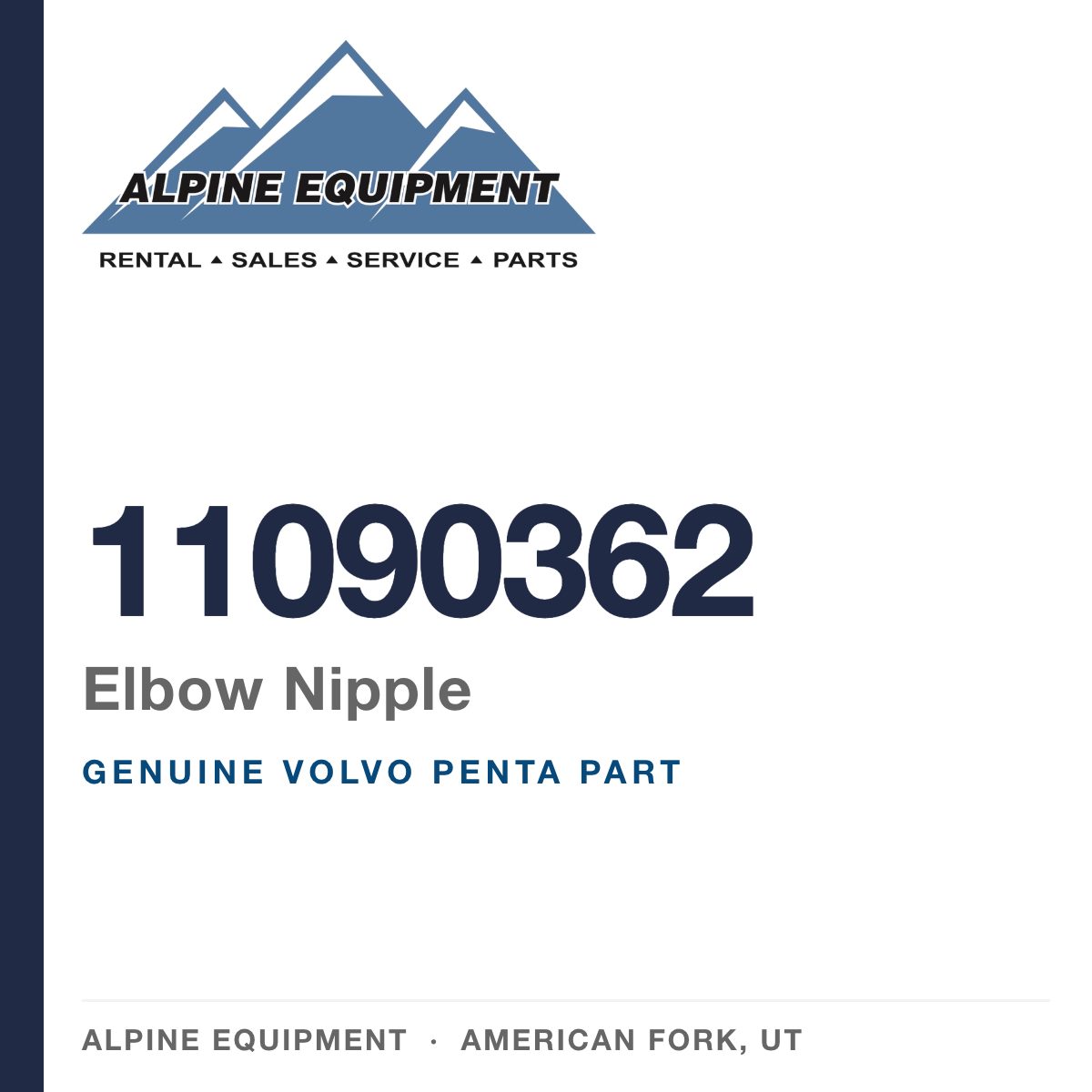 Volvo Penta 11090362 Elbow Nipple — genuine part from Alpine Equipment, American Fork UT