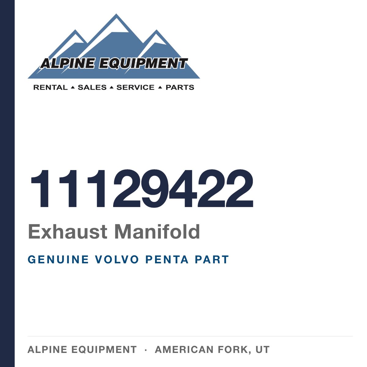Volvo Penta 11129422 Exhaust Manifold — genuine part from Alpine Equipment, American Fork UT