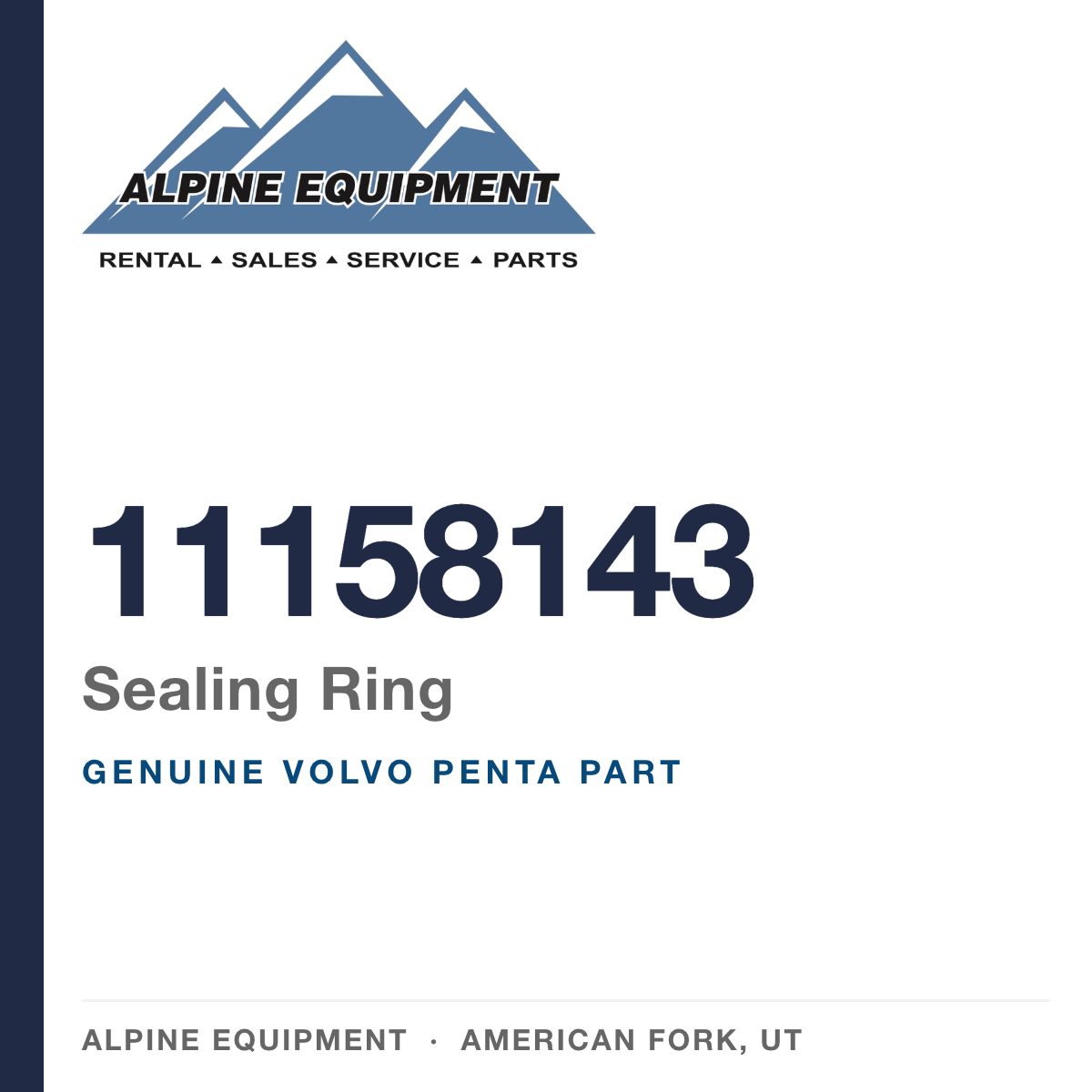 Volvo Penta 11158143 Sealing Ring — genuine part from Alpine Equipment, American Fork UT