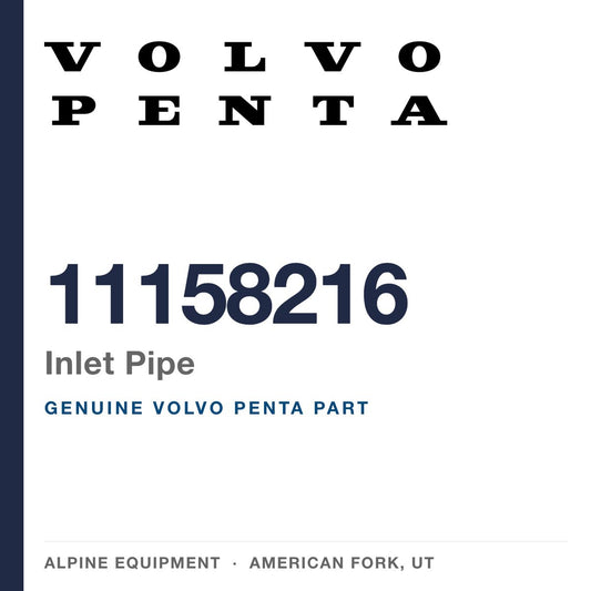 Volvo Penta 11158216 Inlet Pipe — genuine part from Alpine Equipment, American Fork UT