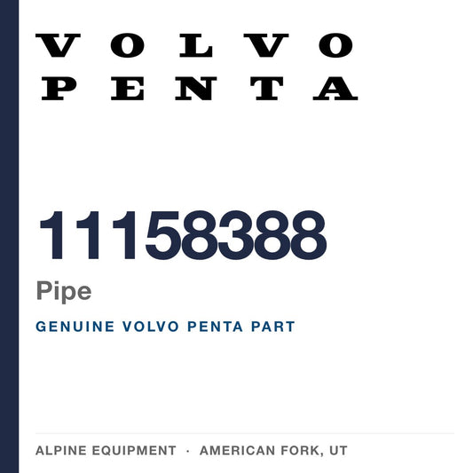 Volvo Penta 11158388 Pipe — genuine part from Alpine Equipment, American Fork UT