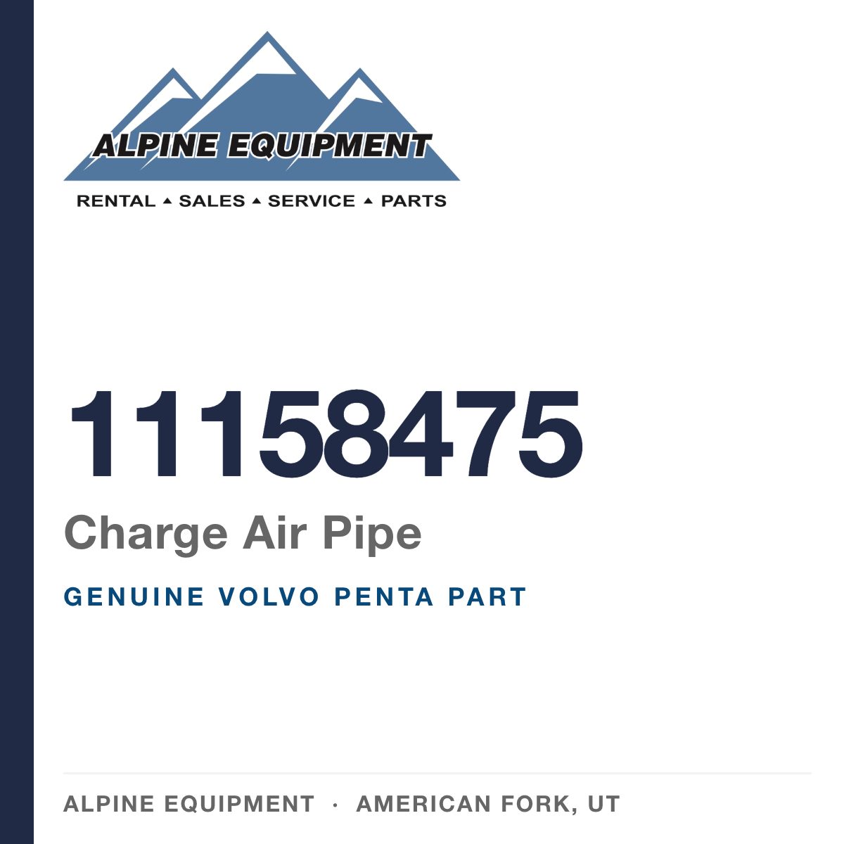 Volvo Penta 11158475 Charge Air Pipe — genuine part from Alpine Equipment, American Fork UT
