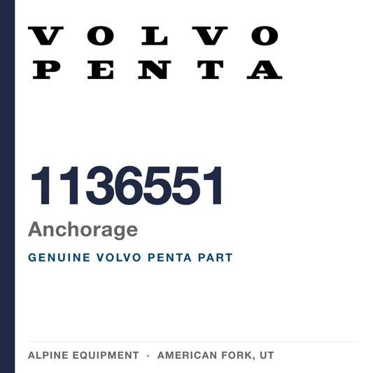 Volvo Penta 1136551 Anchorage — genuine part from Alpine Equipment, American Fork UT