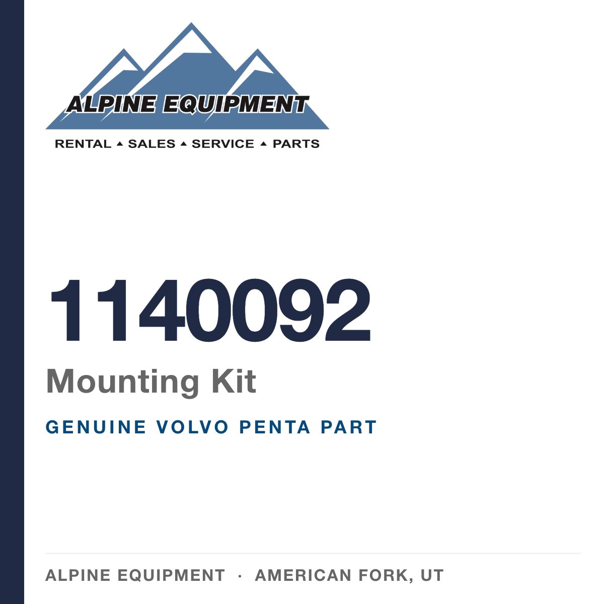 Volvo Penta 1140092 Mounting Kit — genuine part from Alpine Equipment, American Fork UT