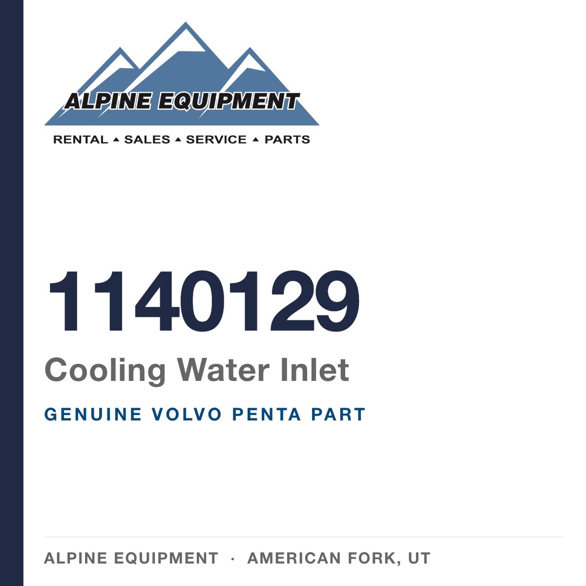Volvo Penta 1140129 Cooling Water Inlet — genuine part from Alpine Equipment, American Fork UT