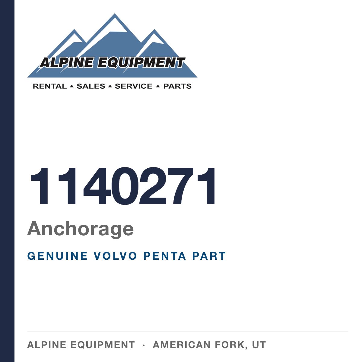 Volvo Penta 1140271 Anchorage — genuine part from Alpine Equipment, American Fork UT