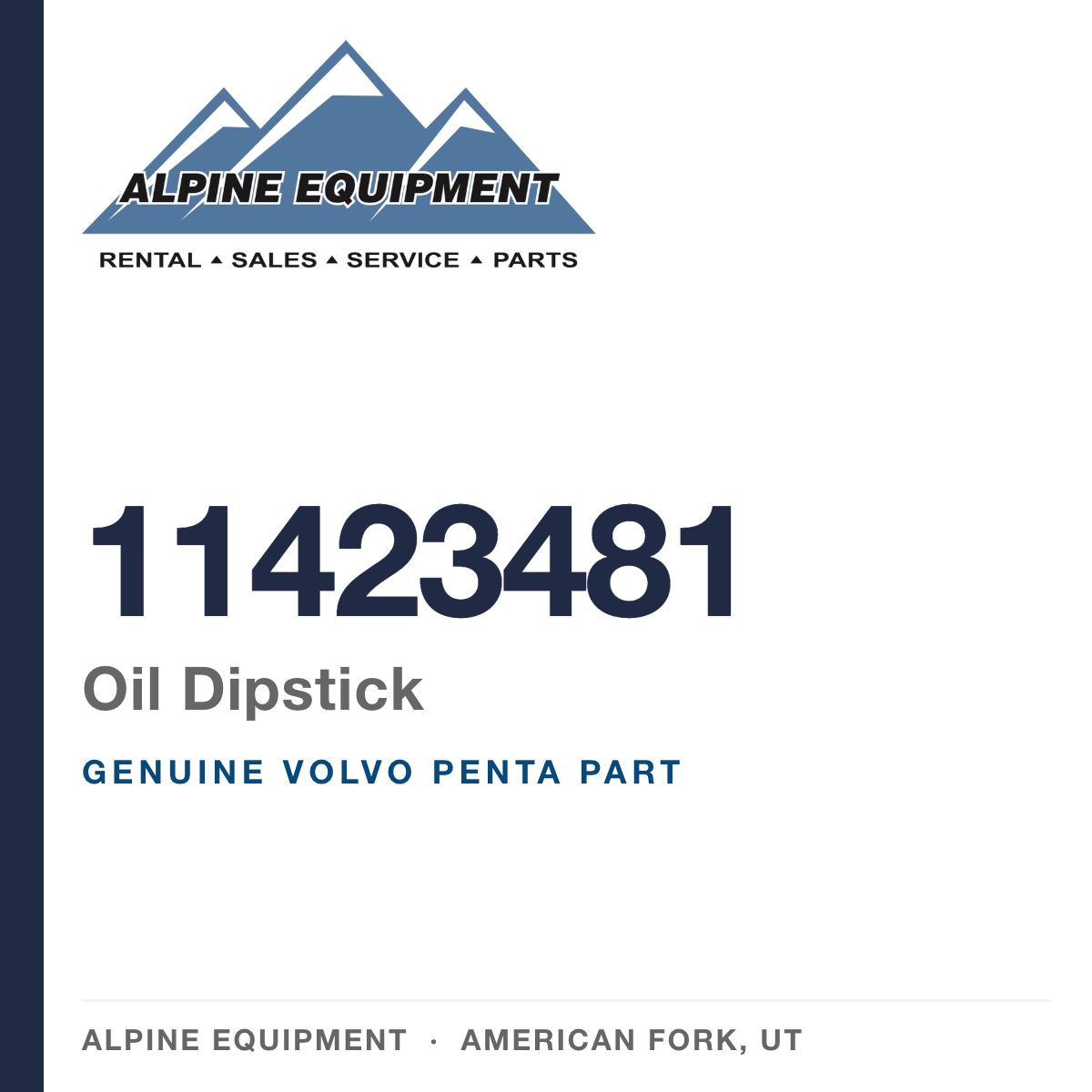 Volvo Penta 11423481 Oil Dipstick — genuine part from Alpine Equipment, American Fork UT