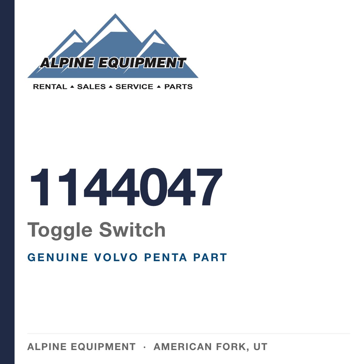 Volvo Penta 1144047 Toggle Switch — genuine part from Alpine Equipment, American Fork UT