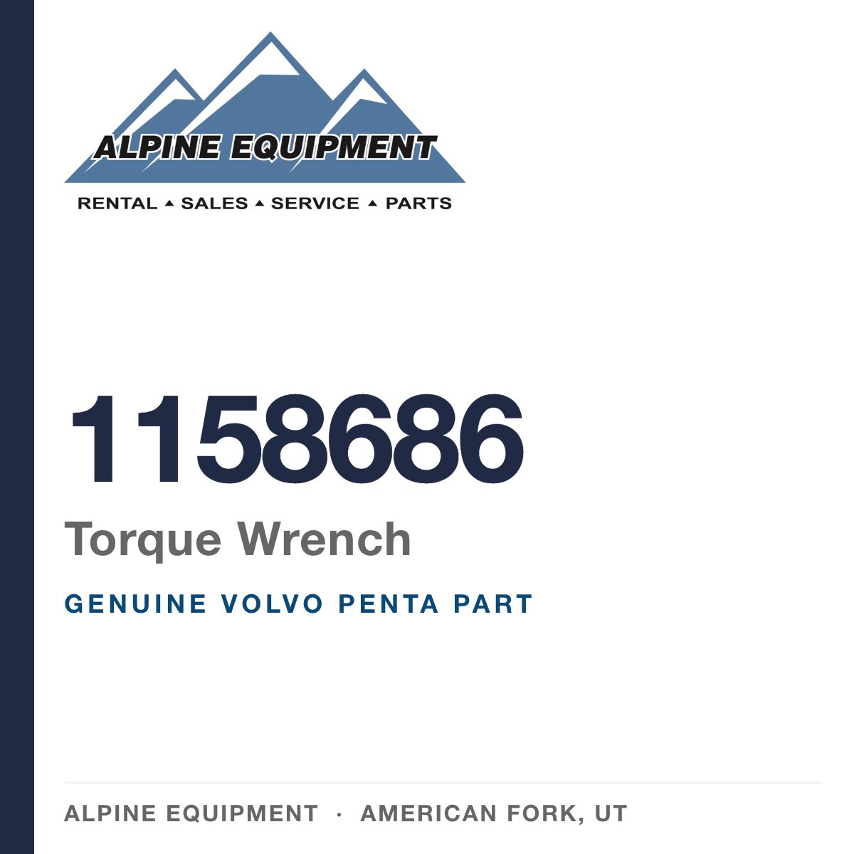 Volvo Penta 1158686 Torque Wrench — genuine part from Alpine Equipment, American Fork UT
