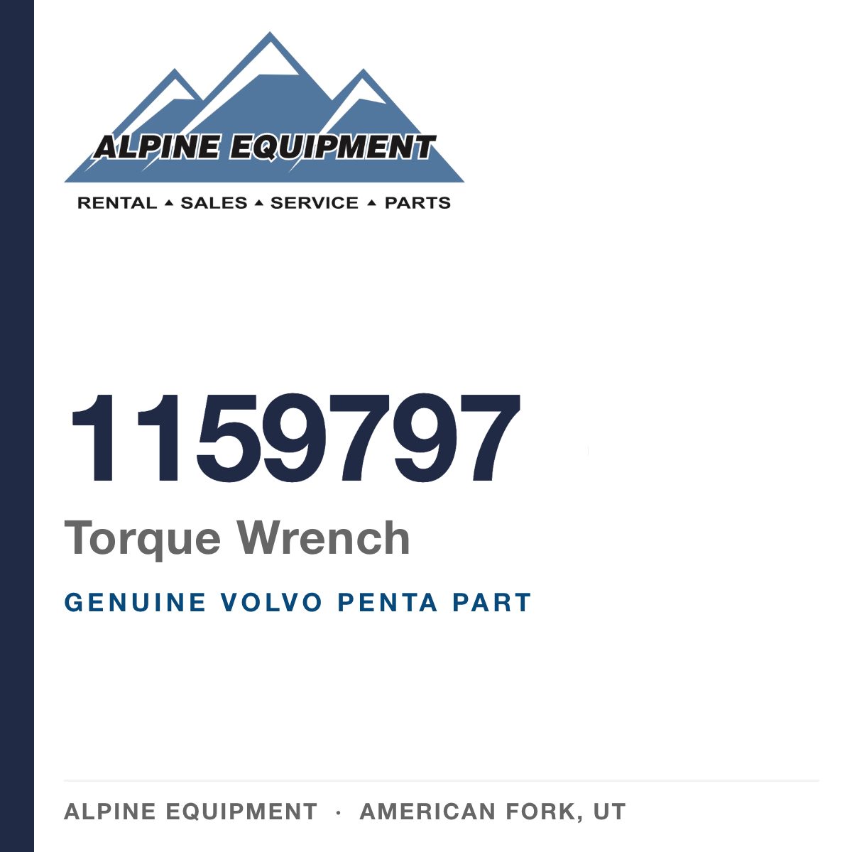 Volvo Penta 1159797 Torque Wrench — genuine part from Alpine Equipment, American Fork UT