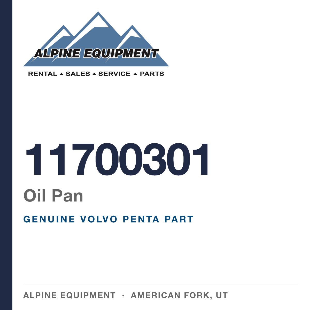 Volvo Penta 11700301 Oil Pan — genuine part from Alpine Equipment, American Fork UT