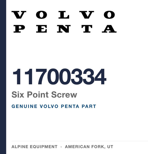 Volvo Penta 11700334 Six Point Screw — genuine part from Alpine Equipment, American Fork UT