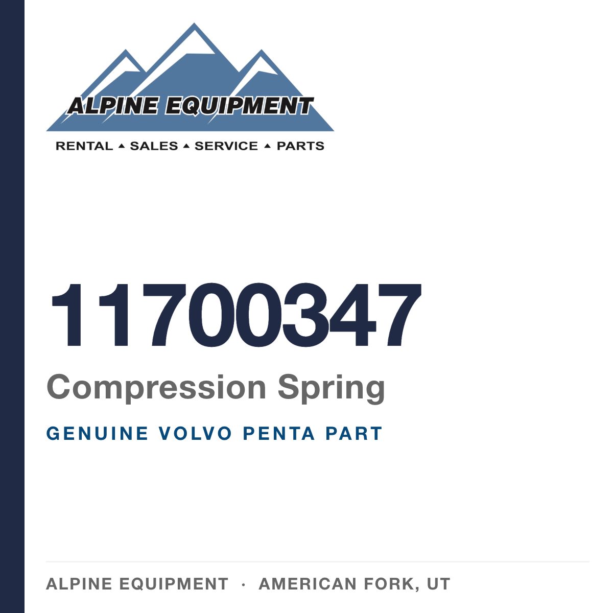 Volvo Penta 11700347 Compression Spring — genuine part from Alpine Equipment, American Fork UT