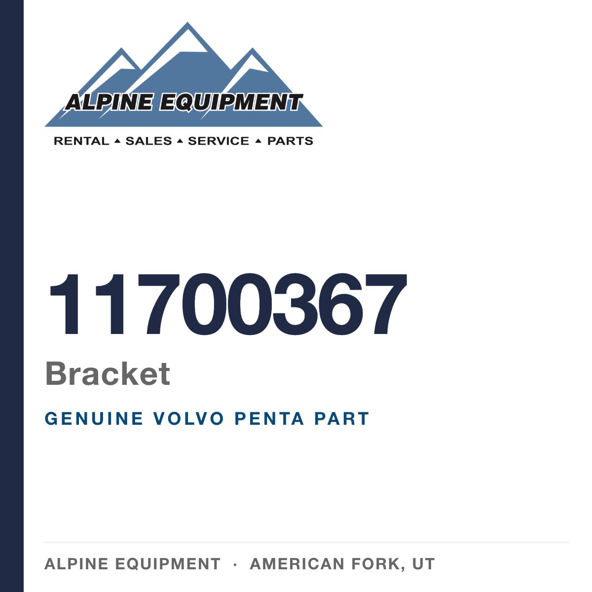 Volvo Penta 11700367 Bracket — genuine part from Alpine Equipment, American Fork UT