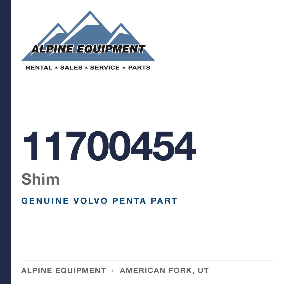 Volvo Penta 11700454 Shim — genuine part from Alpine Equipment, American Fork UT