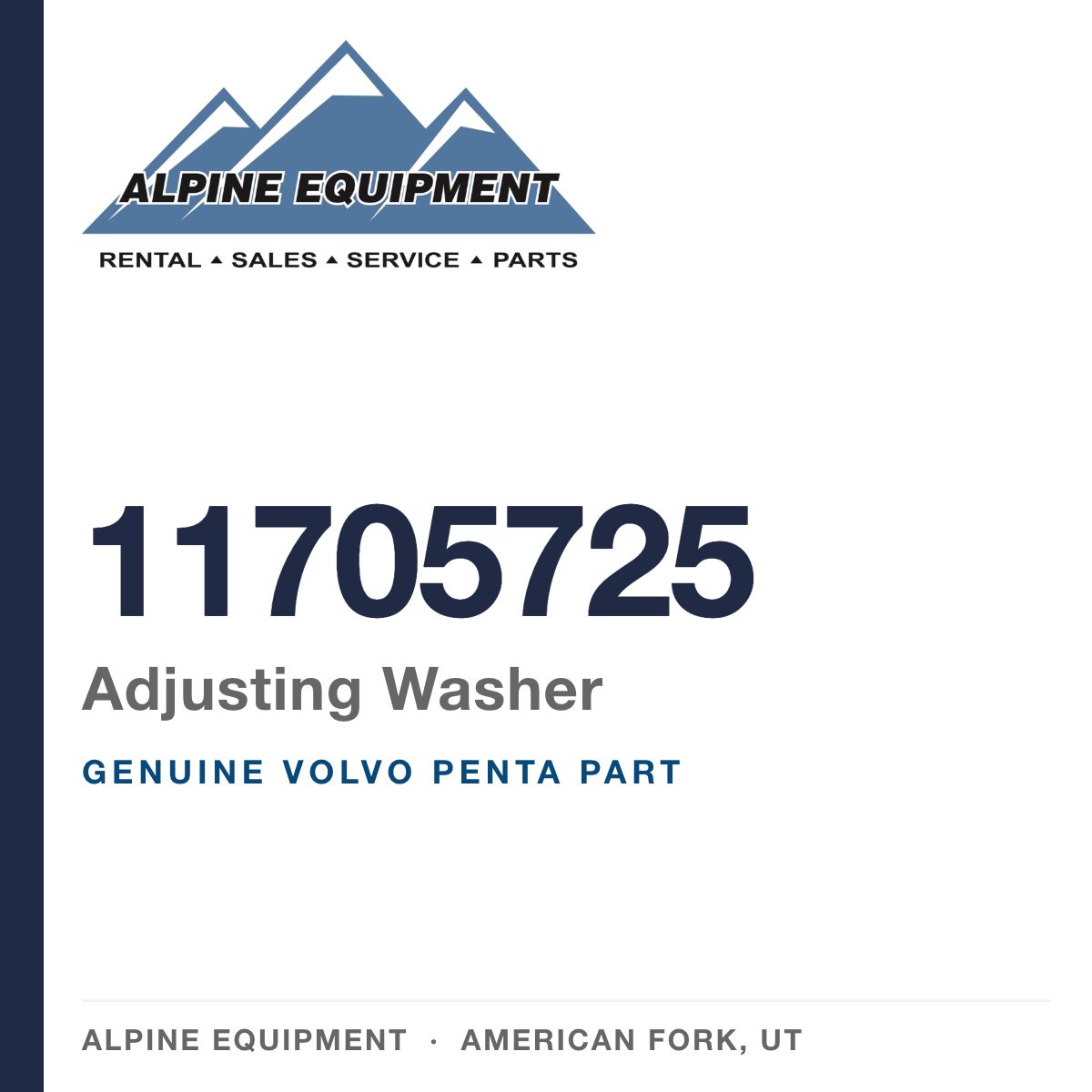 Volvo Penta 11705725 Adjusting Washer — genuine part from Alpine Equipment, American Fork UT