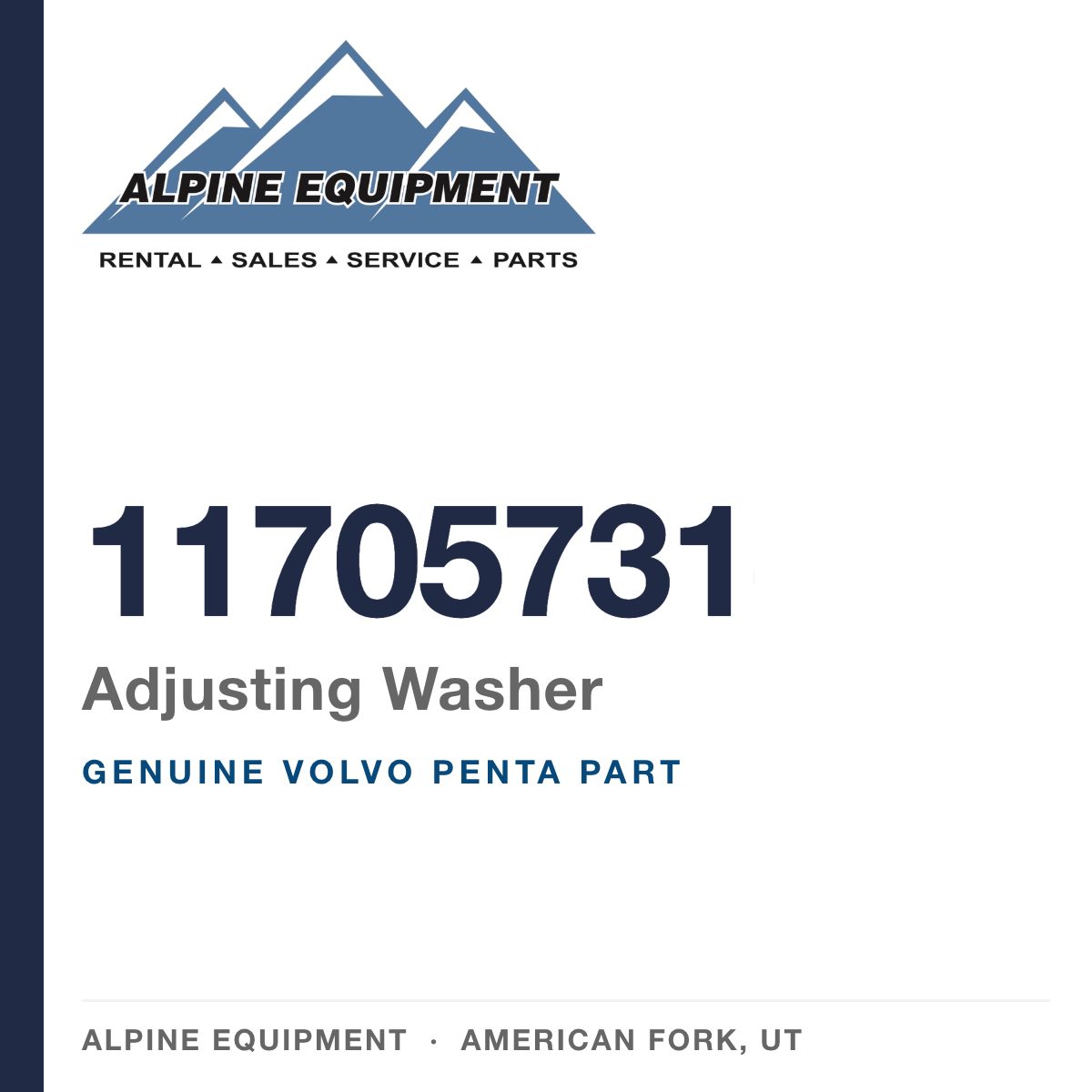 Volvo Penta 11705731 Adjusting Washer — genuine part from Alpine Equipment, American Fork UT
