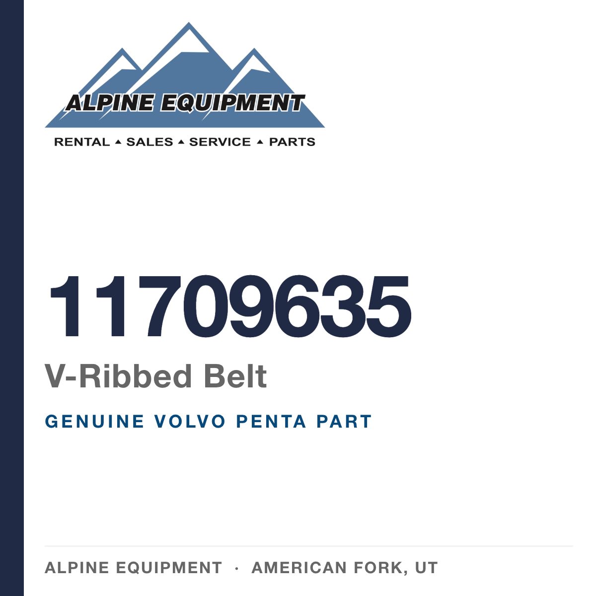 Volvo Penta 11709635 V-Ribbed Belt — genuine part from Alpine Equipment, American Fork UT