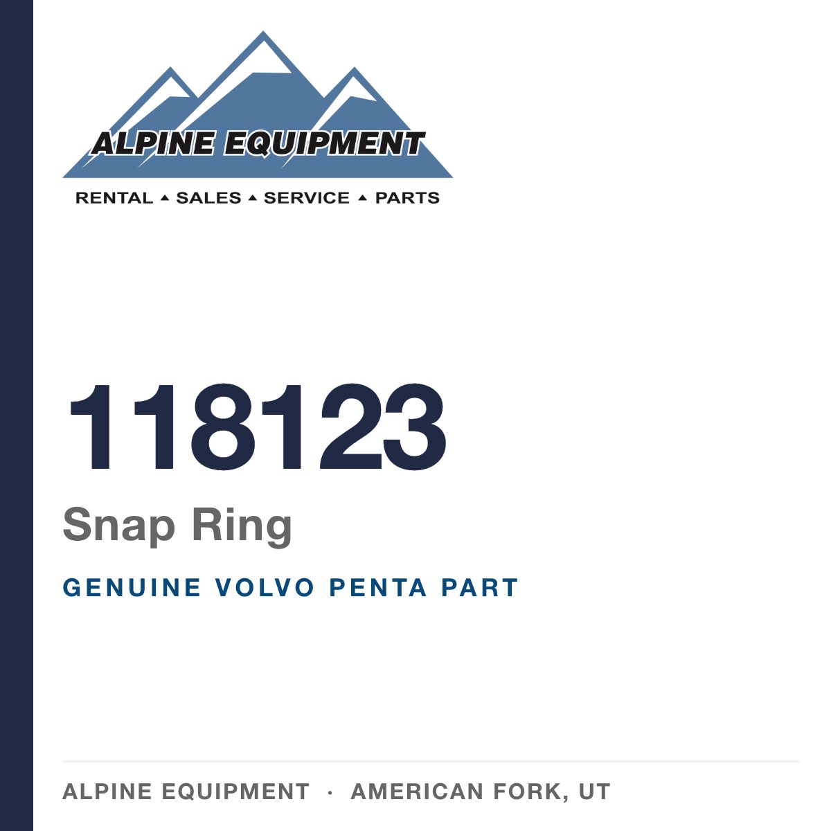 Volvo Penta 118123 Snap Ring — genuine part from Alpine Equipment, American Fork UT