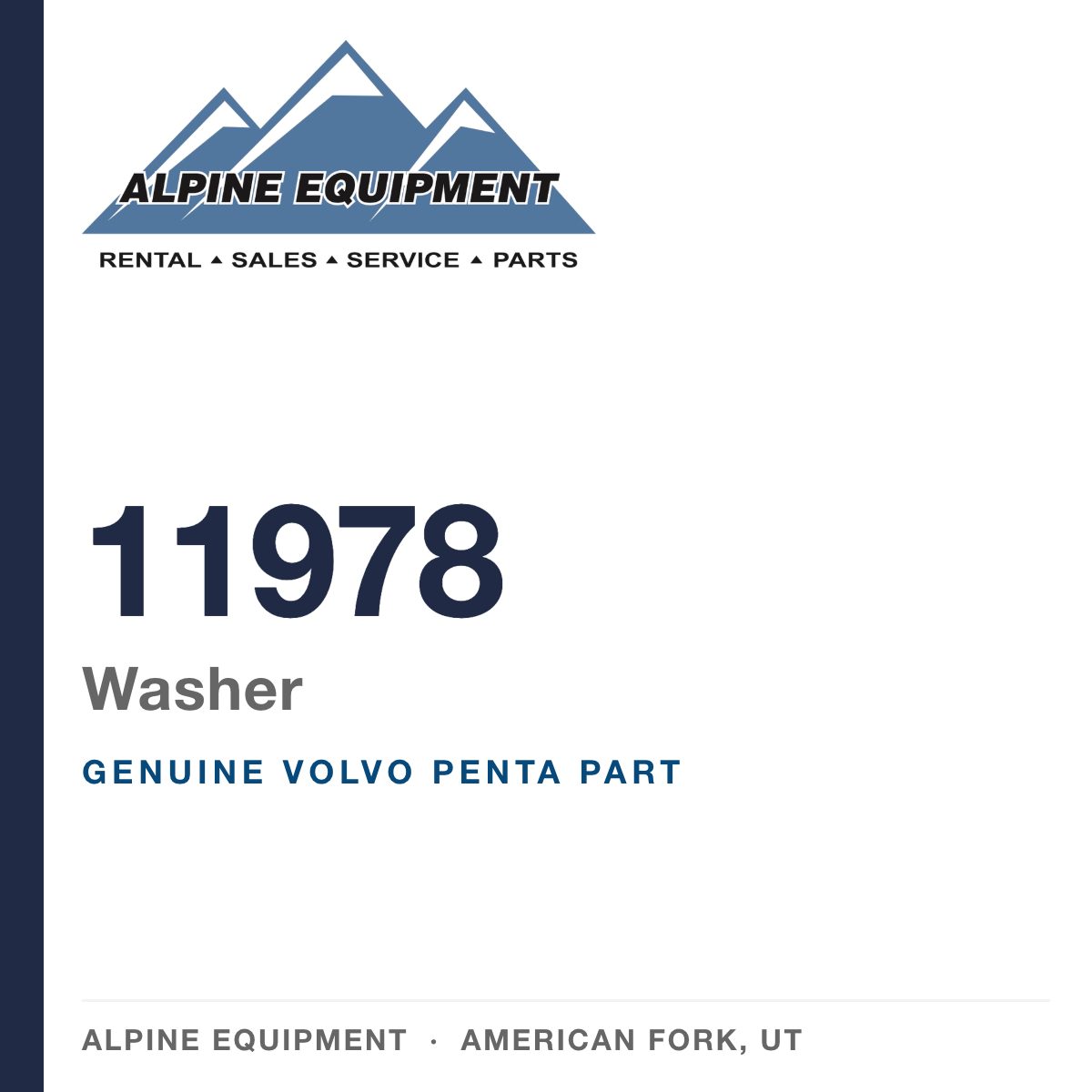 Volvo Penta 11978 Washer — genuine part from Alpine Equipment, American Fork UT
