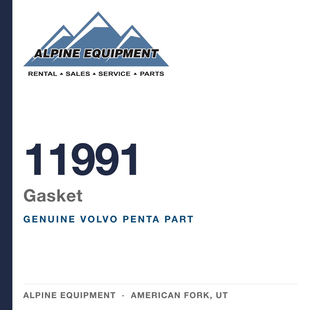 Volvo Penta 11991 Gasket — genuine part from Alpine Equipment, American Fork UT