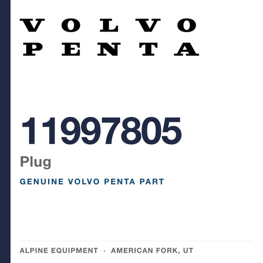 Volvo Penta 11997805 Plug — genuine part from Alpine Equipment, American Fork UT