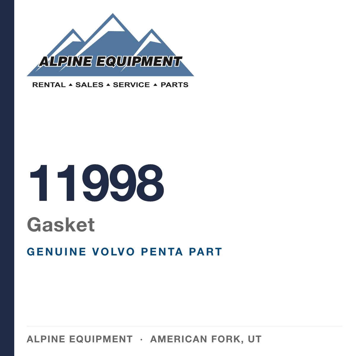 Volvo Penta 11998 Gasket — genuine part from Alpine Equipment, American Fork UT