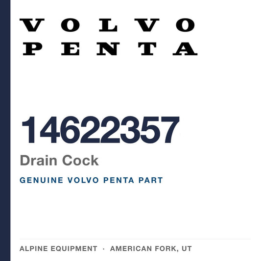 Volvo Penta 14622357 Drain Cock — genuine part from Alpine Equipment, American Fork UT