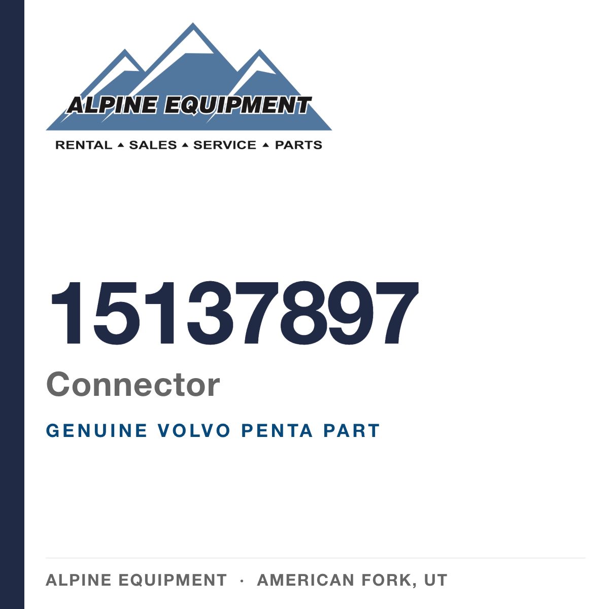 Volvo Penta 15137897 Connector — genuine part from Alpine Equipment, American Fork UT