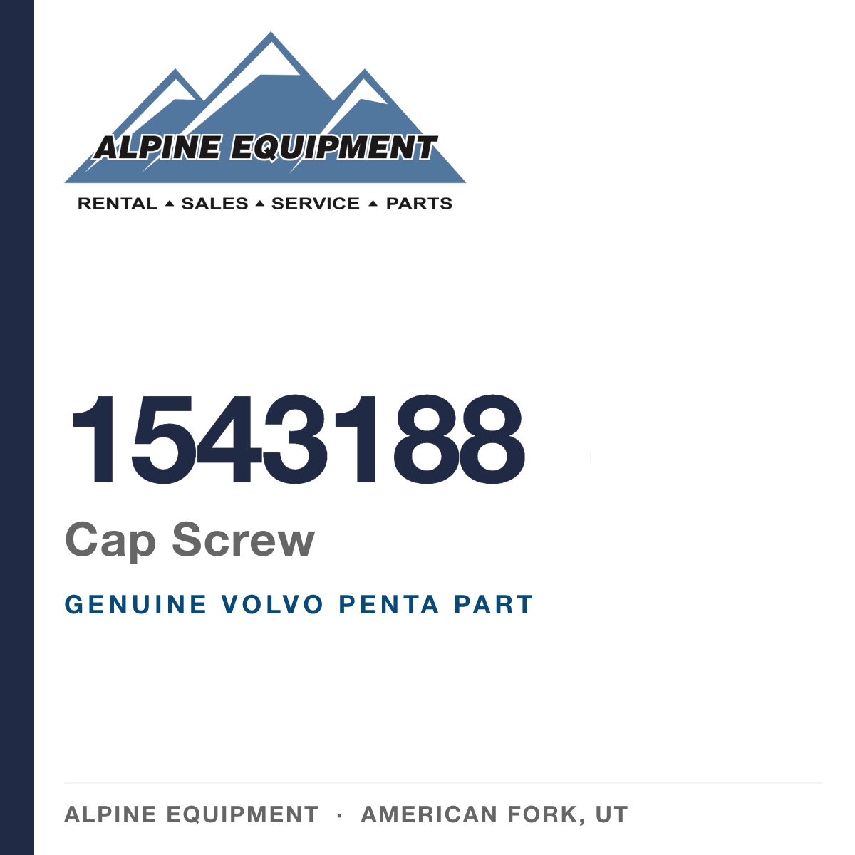 Volvo Penta 1543188 Cap Screw — genuine part from Alpine Equipment, American Fork UT
