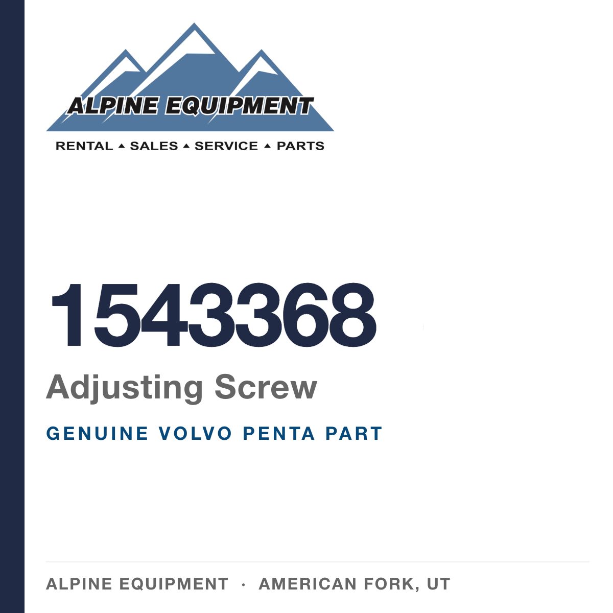 Volvo Penta 1543368 Adjusting Screw — genuine part from Alpine Equipment, American Fork UT