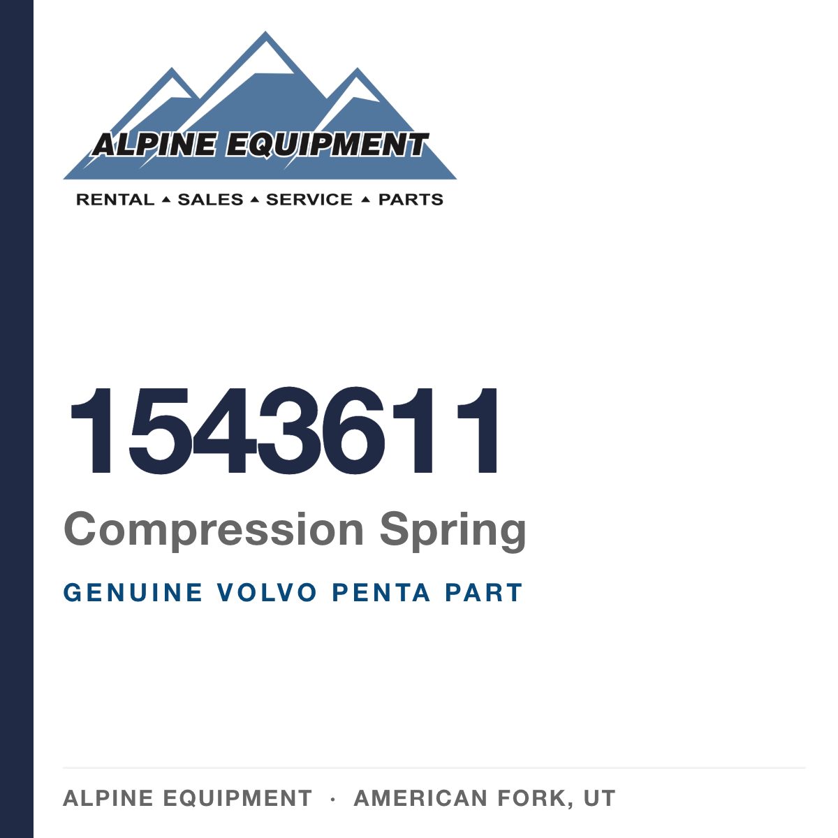 Volvo Penta 1543611 Compression Spring — genuine part from Alpine Equipment, American Fork UT