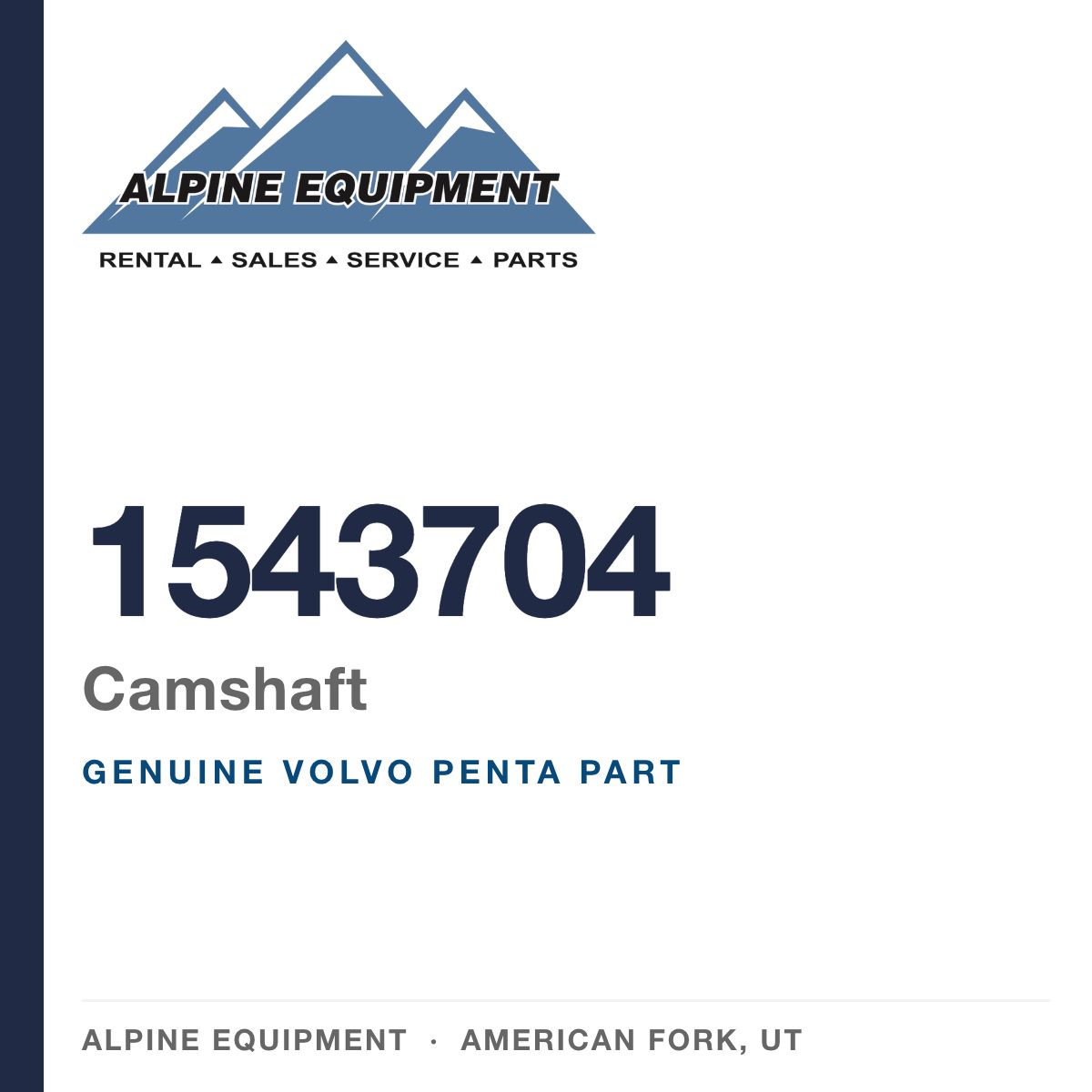 Volvo Penta 1543704 Camshaft — genuine part from Alpine Equipment, American Fork UT
