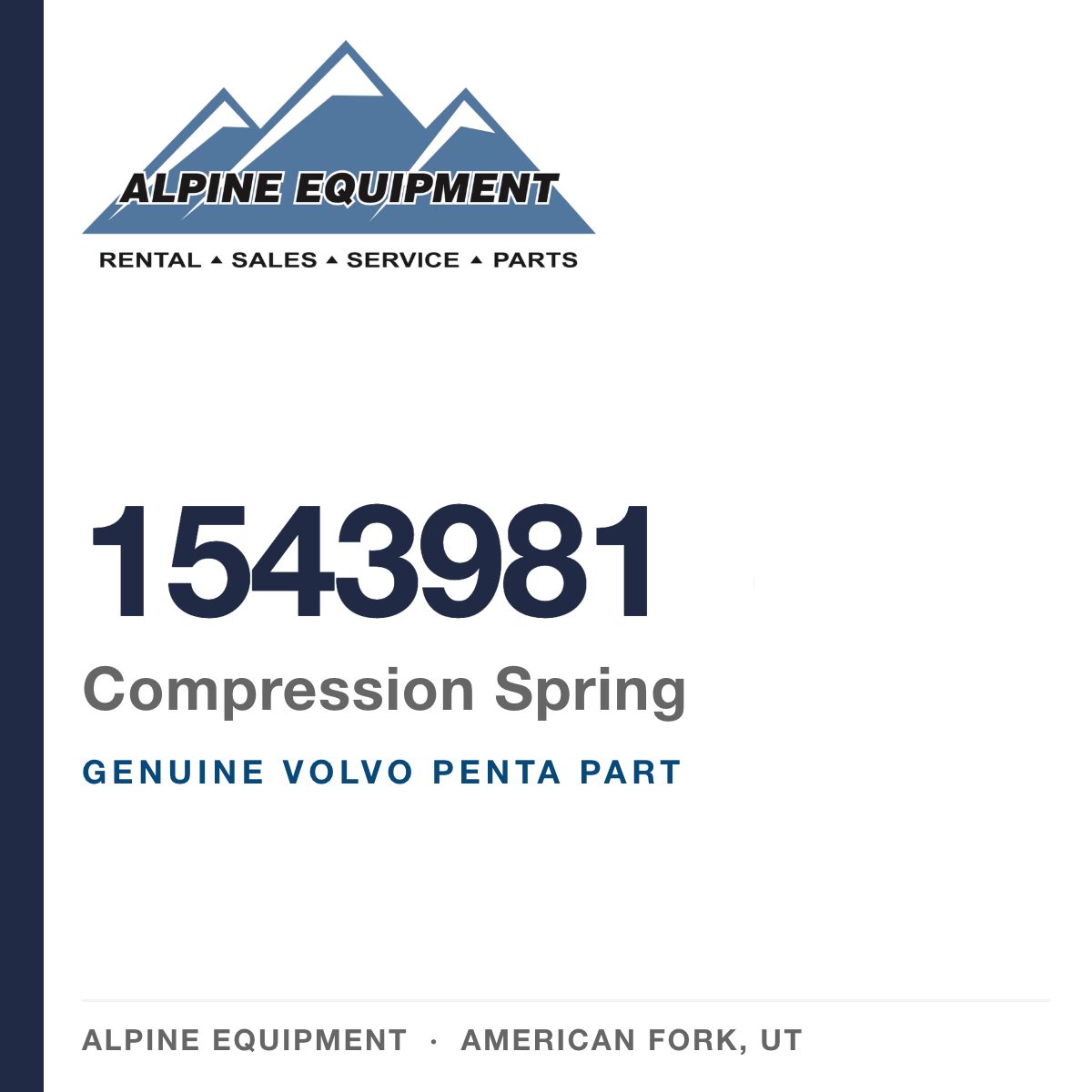 Volvo Penta 1543981 Compression Spring — genuine part from Alpine Equipment, American Fork UT