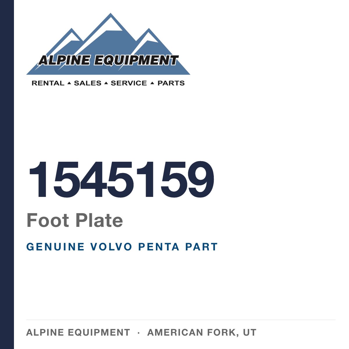Volvo Penta 1545159 Foot Plate — genuine part from Alpine Equipment, American Fork UT