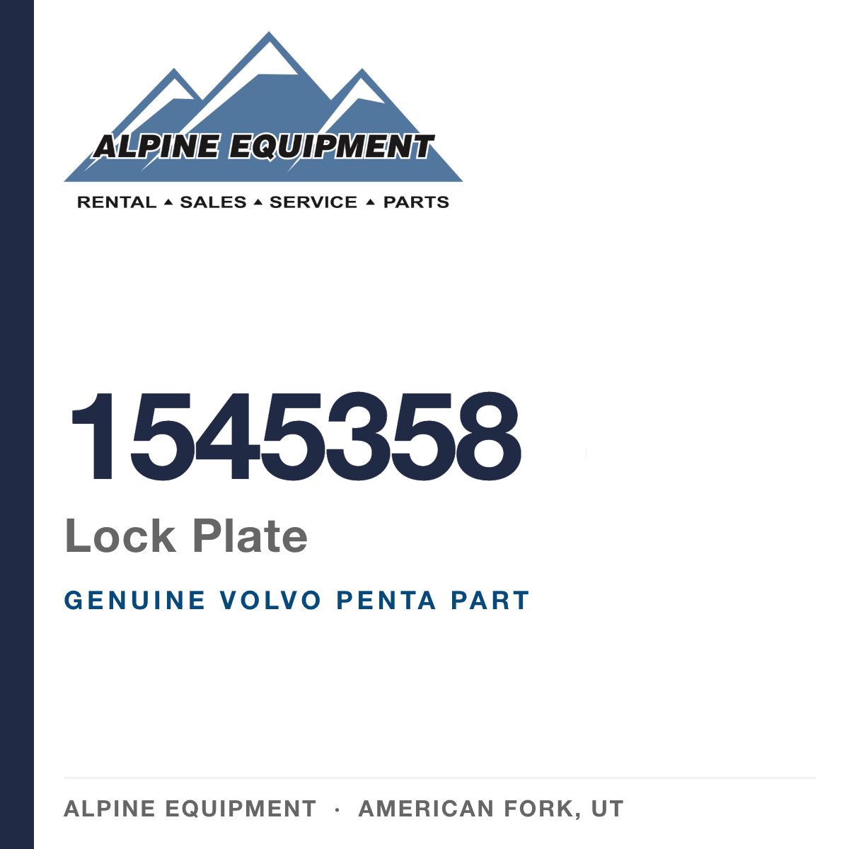 Volvo Penta 1545358 Lock Plate — genuine part from Alpine Equipment, American Fork UT