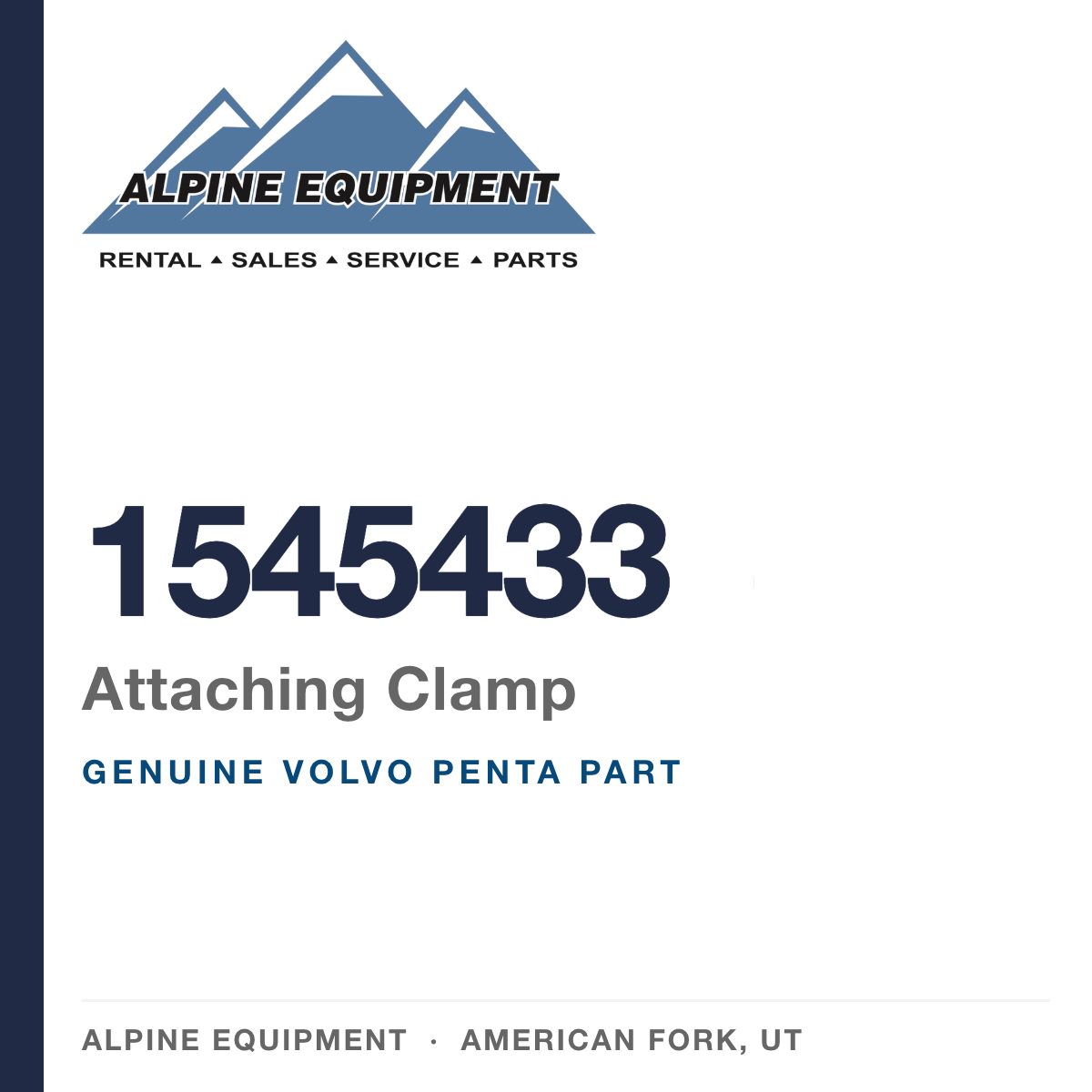 Volvo Penta 1545433 Attaching Clamp — genuine part from Alpine Equipment, American Fork UT