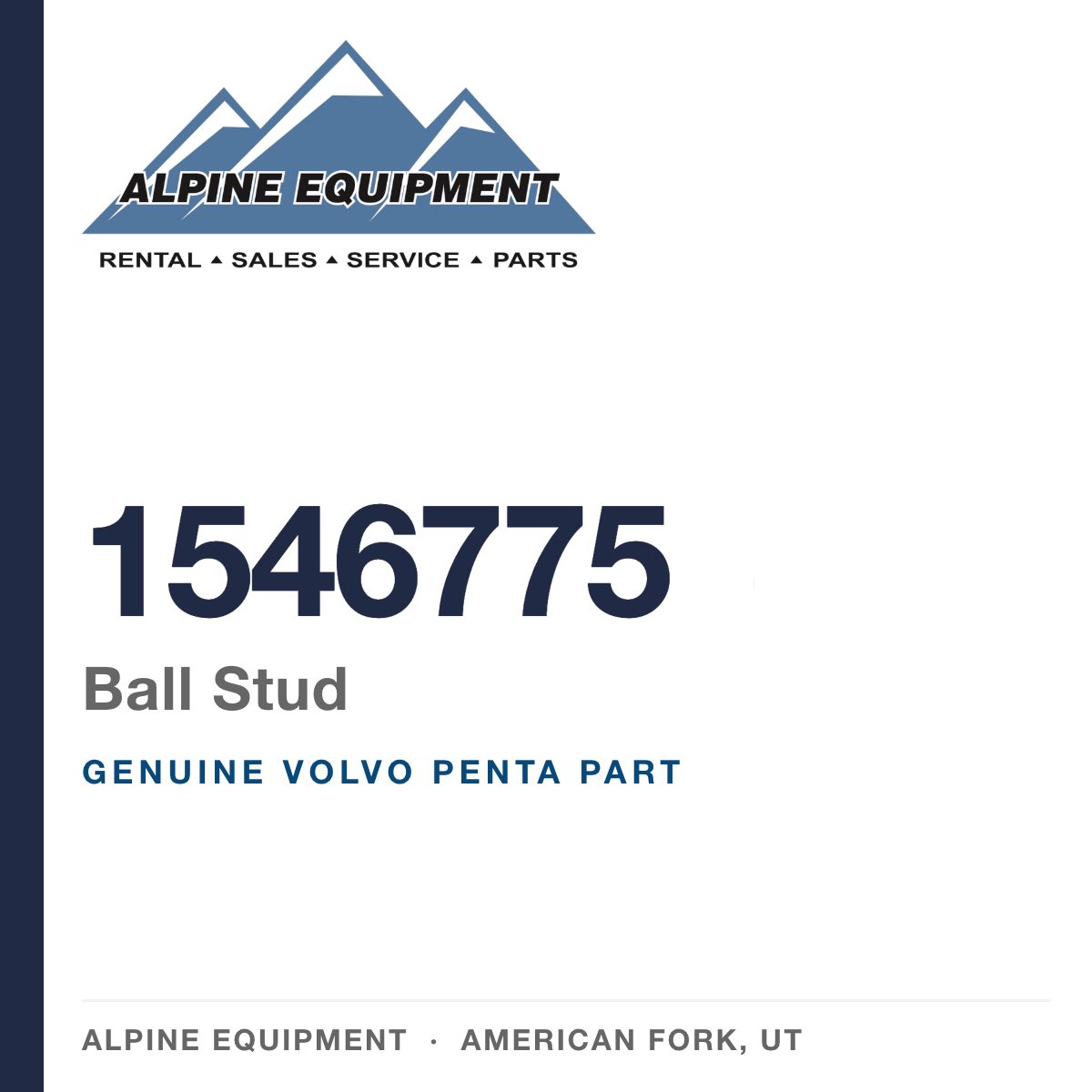 Volvo Penta 1546775 Ball Stud — genuine part from Alpine Equipment, American Fork UT