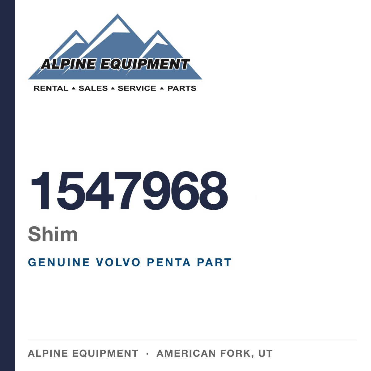 Volvo Penta 1547968 Shim — genuine part from Alpine Equipment, American Fork UT
