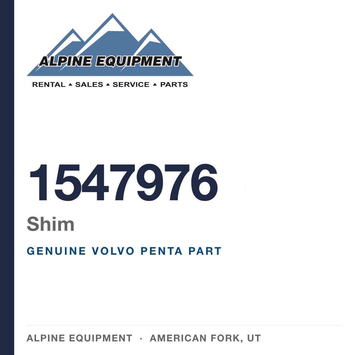 Volvo Penta 1547976 Shim — genuine part from Alpine Equipment, American Fork UT