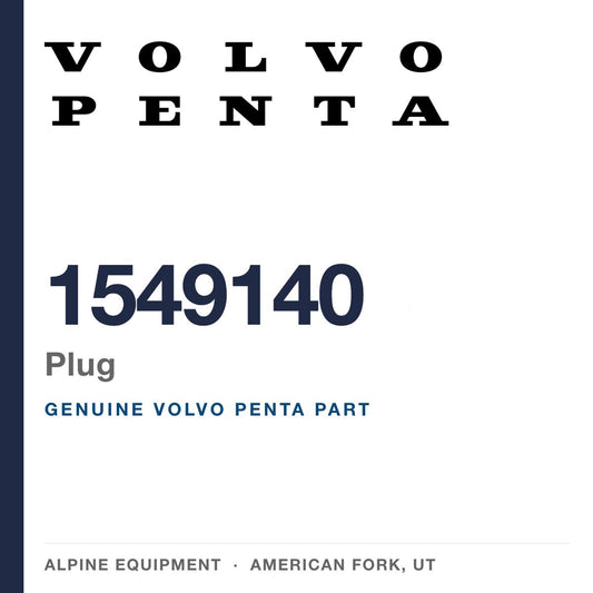 Volvo Penta 1549140 Plug — genuine part from Alpine Equipment, American Fork UT