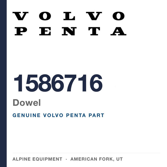 Volvo Penta 1586716 Dowel — genuine part from Alpine Equipment, American Fork UT