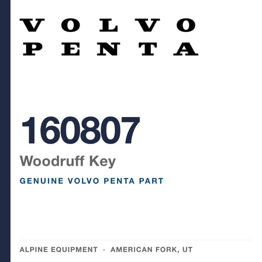 Volvo Penta 160807 Woodruff Key — genuine part from Alpine Equipment, American Fork UT