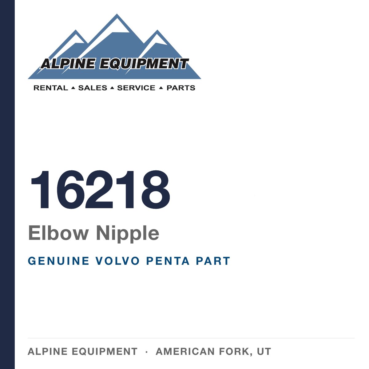 Volvo Penta 16218 Elbow Nipple — genuine part from Alpine Equipment, American Fork UT