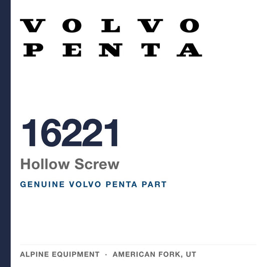Volvo Penta 16221 Hollow Screw — genuine part from Alpine Equipment, American Fork UT