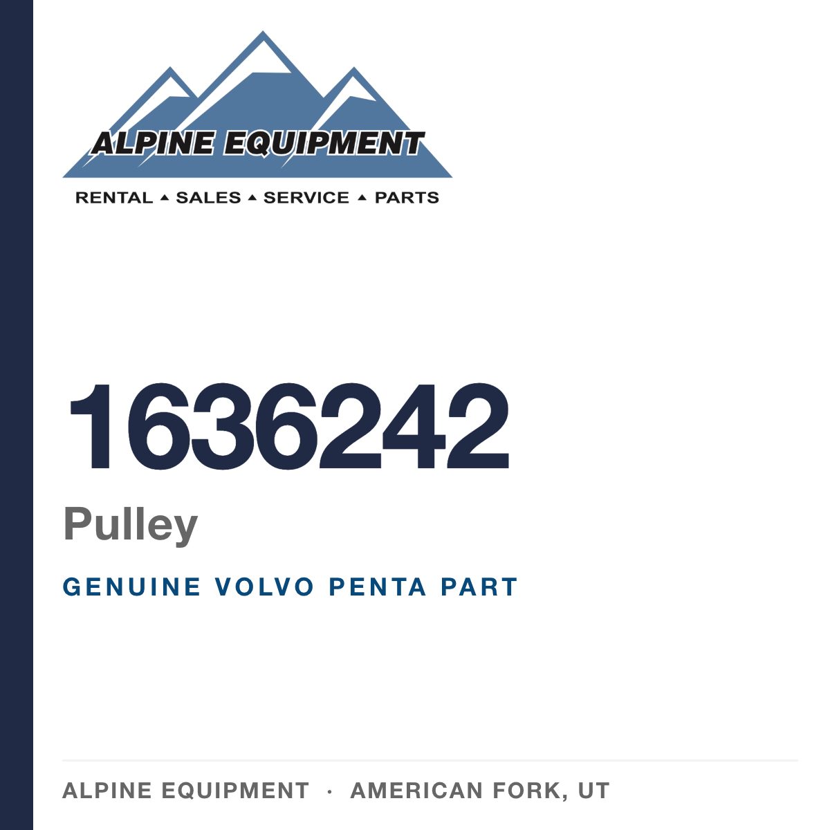 Volvo Penta 1636242 Pulley — genuine part from Alpine Equipment, American Fork UT
