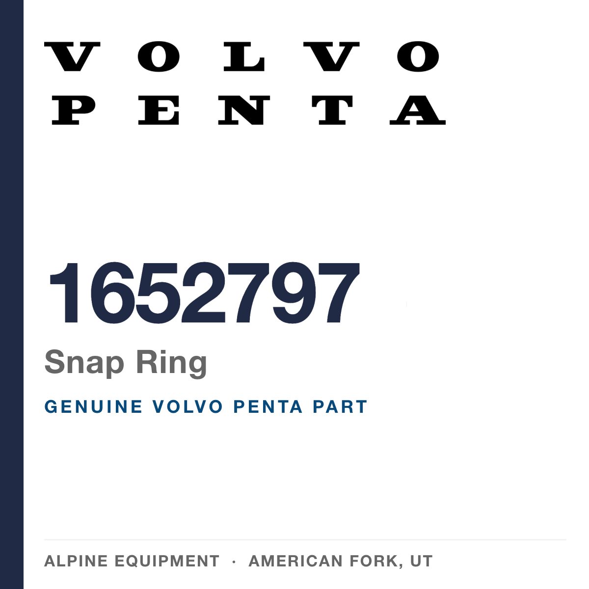 Volvo Penta 1652797 Snap Ring — genuine part from Alpine Equipment, American Fork UT