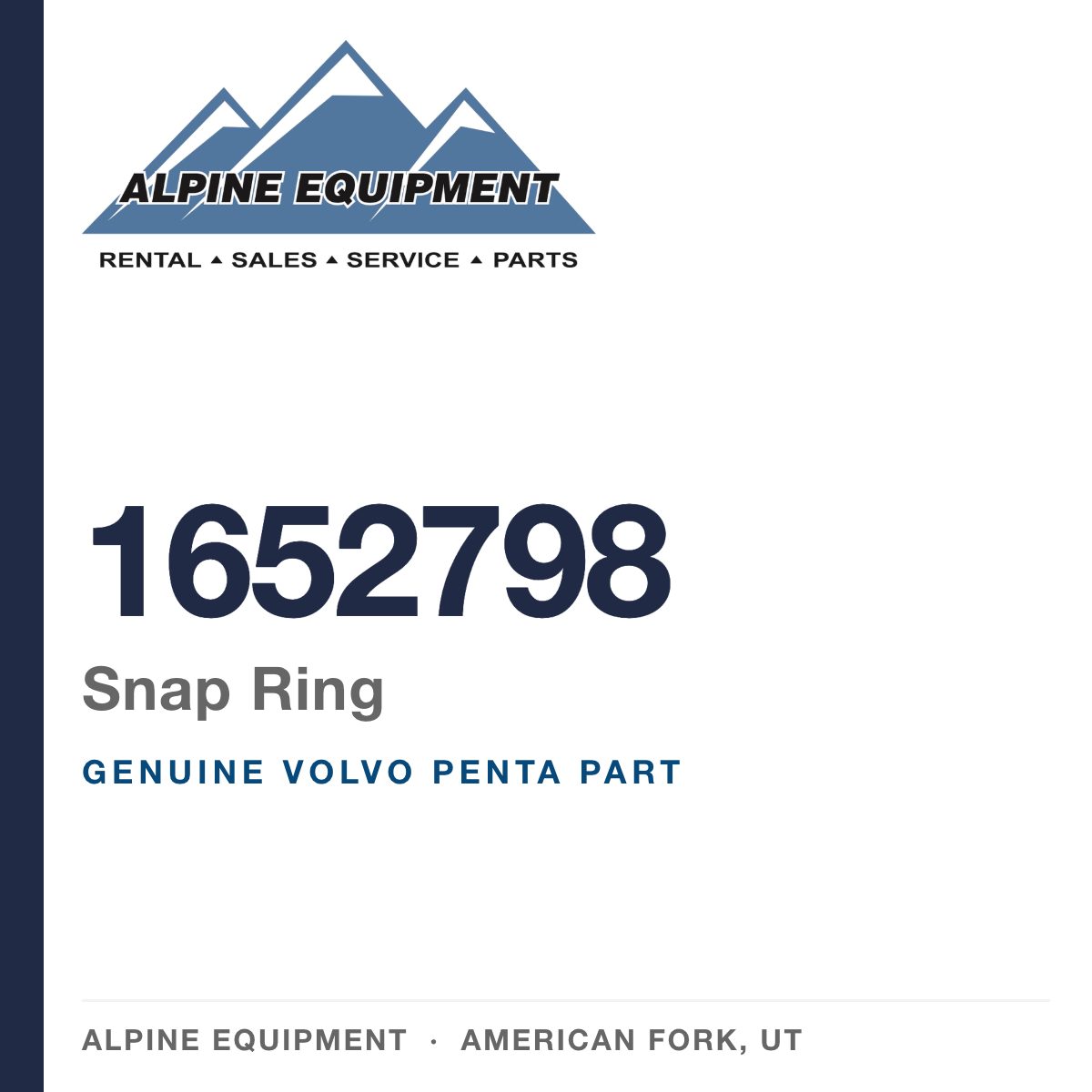 Volvo Penta 1652798 Snap Ring — genuine part from Alpine Equipment, American Fork UT