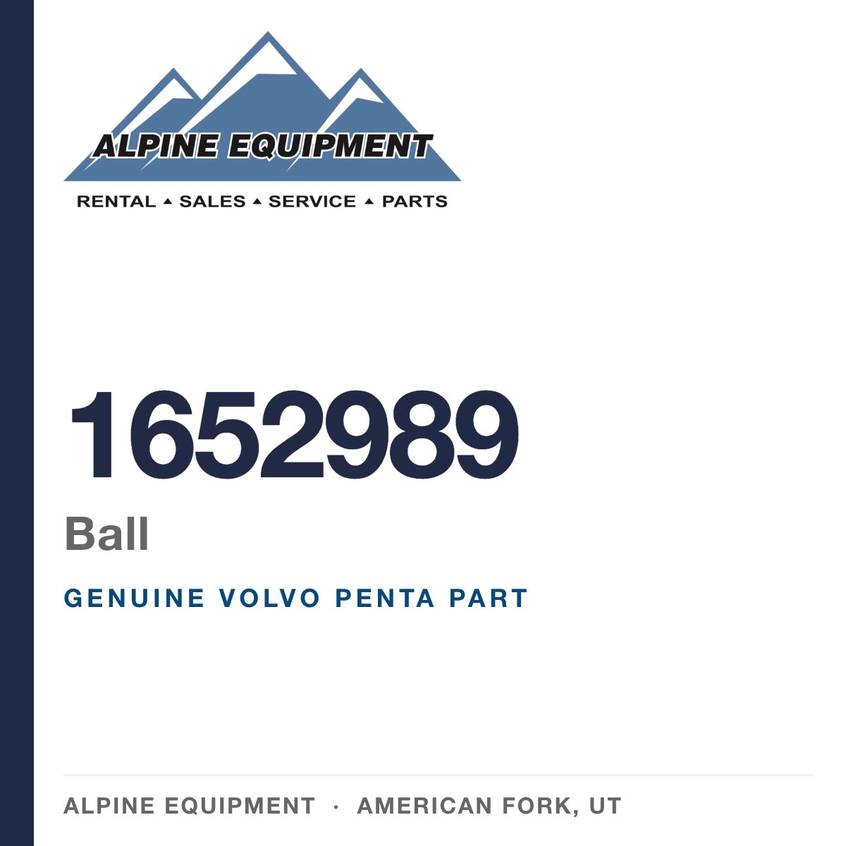 Volvo Penta 1652989 Ball — genuine part from Alpine Equipment, American Fork UT