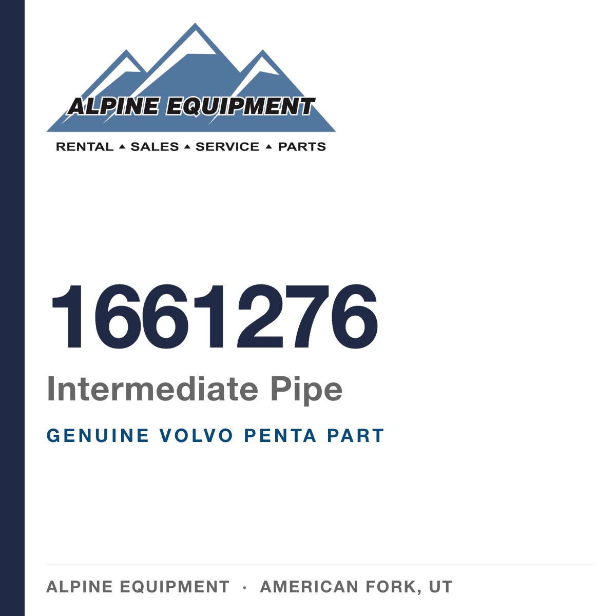 Volvo Penta 1661276 Intermediate Pipe — genuine part from Alpine Equipment, American Fork UT